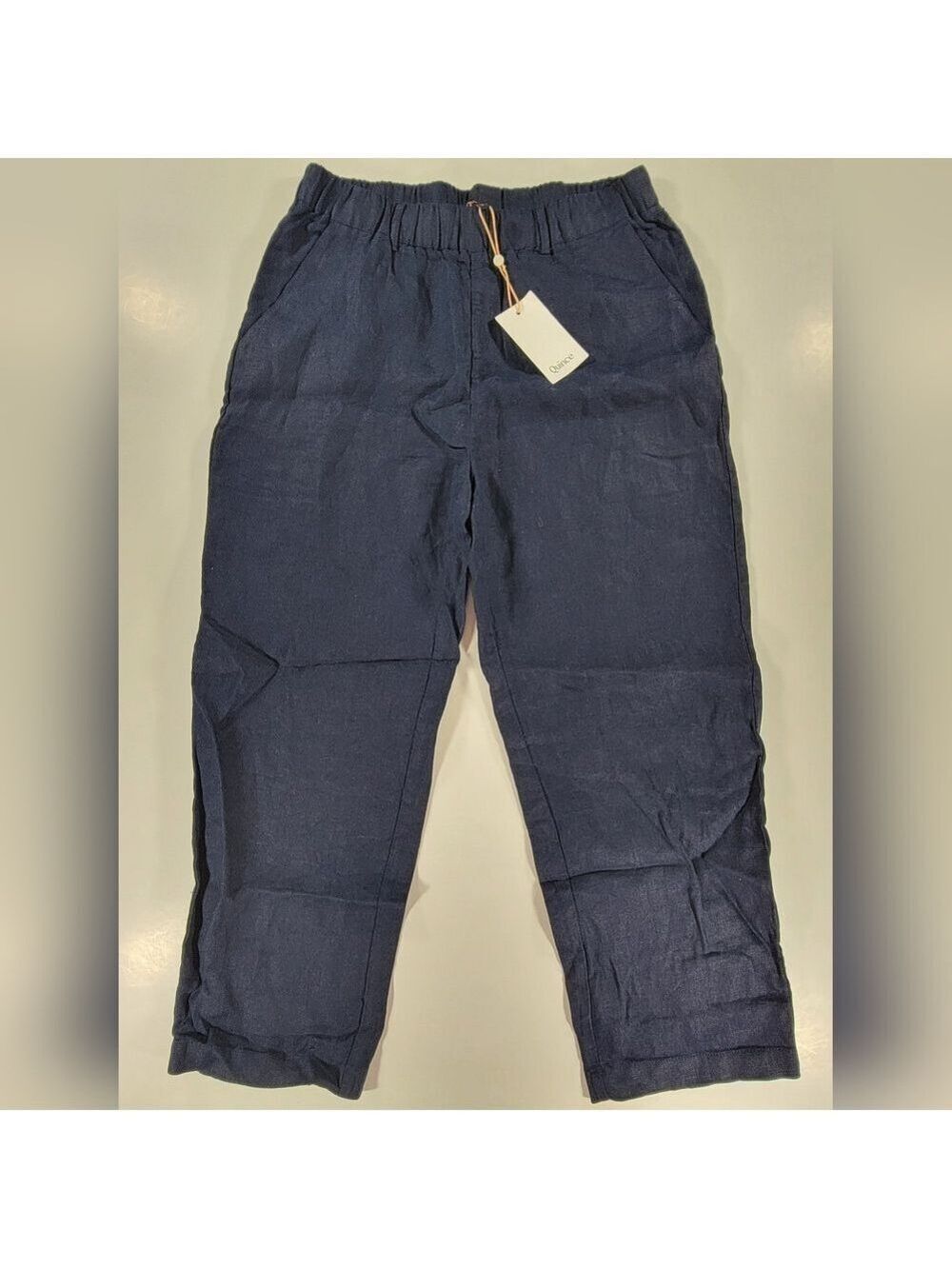 NEW Quince European 100% Linen Ankle Pants Women's Small Navy Blue Casual NWT